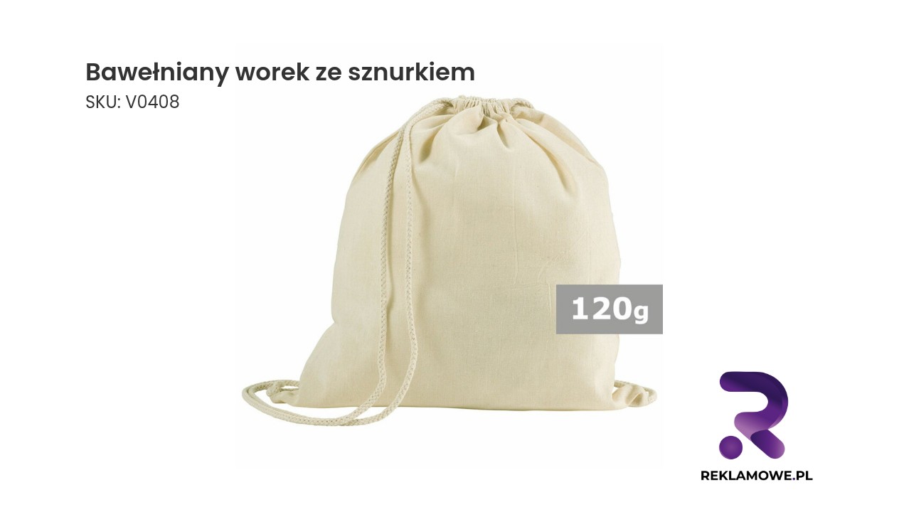 Bawełniany worek ze sznurkiem idealny do przechowywania drobnych przedmiotów