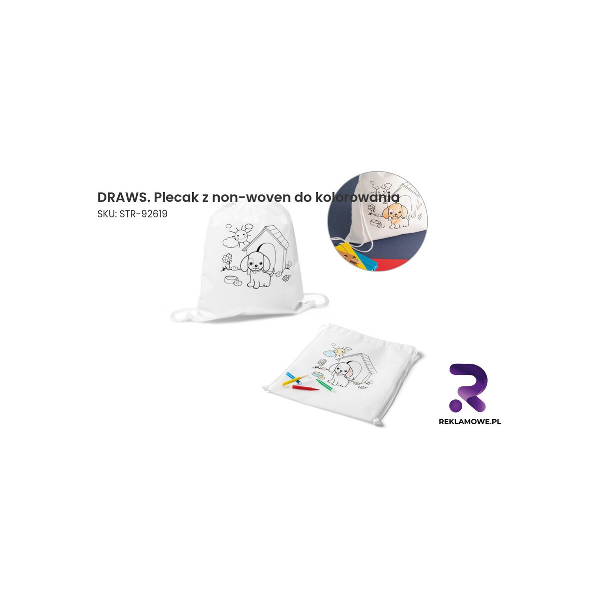 Plecak z materiału non-woven do kolorowania marki DRAWS