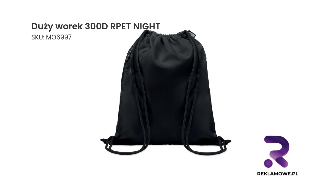 Duży worek 300D RPET w kolorze czarnym nocnym