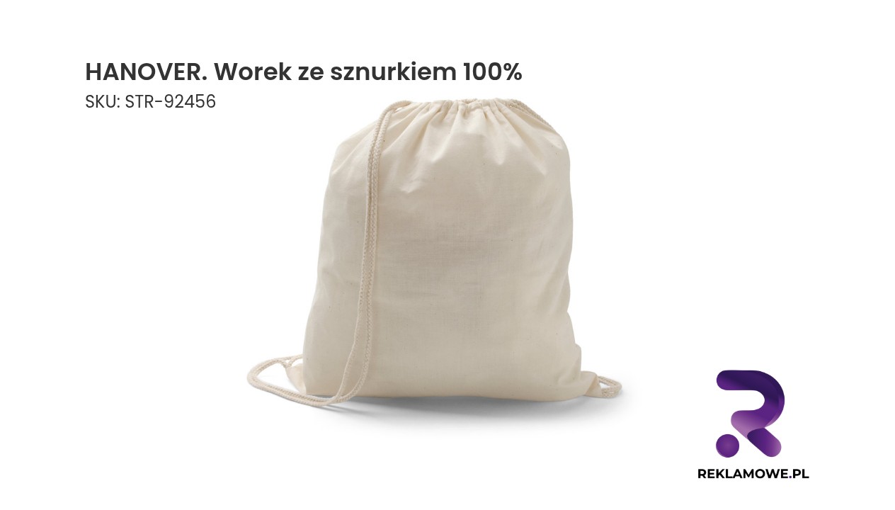 Worek ze sznurkiem Hanover wykonany w 100% z bawełny