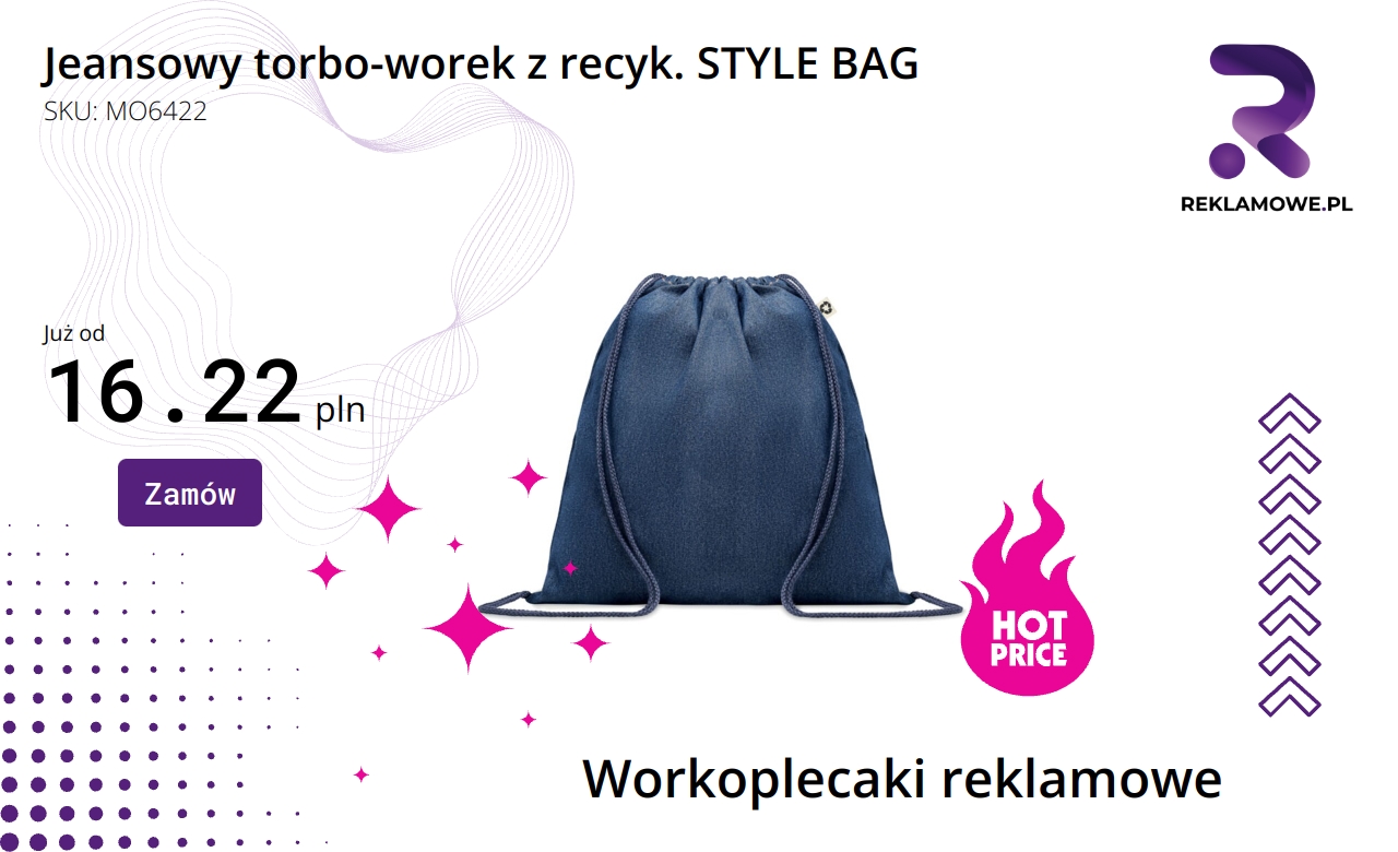 Ekologiczny jeansowy torbo-worek z materiałów recyklingowych STYLE BAG