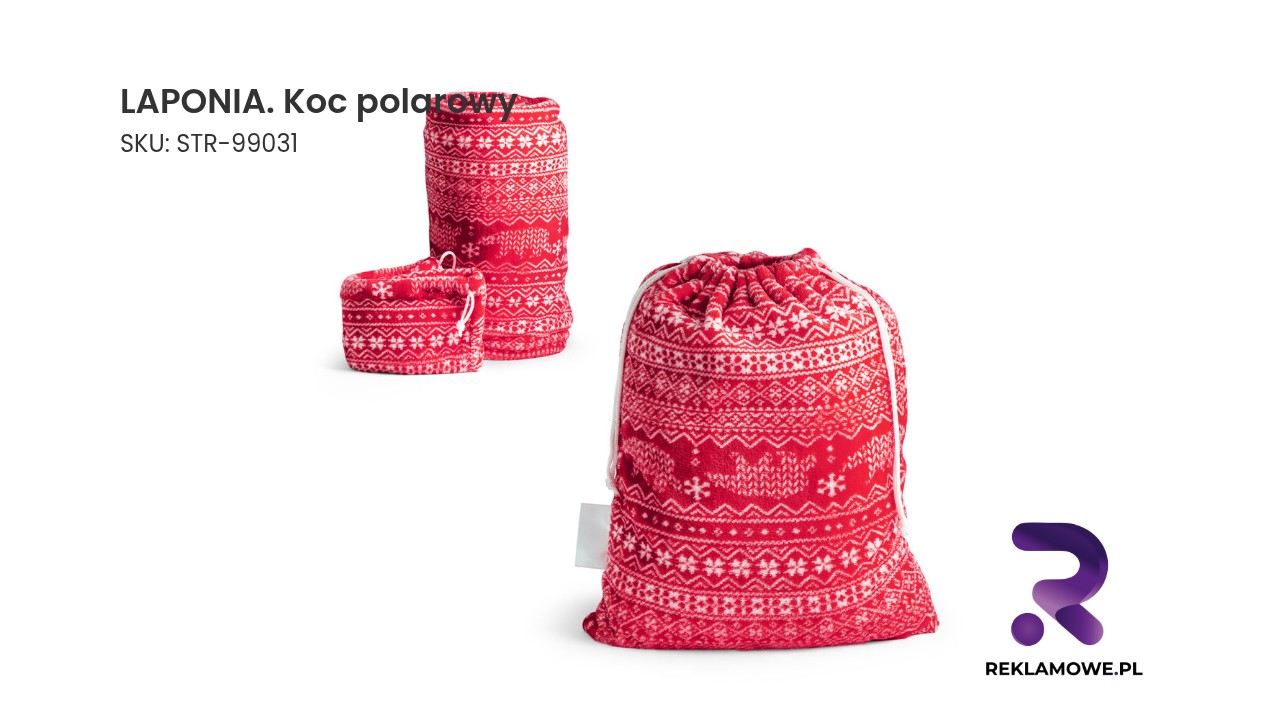LAPONIA. Koc polarowy Koc polarowy LAPONIA w zimowym wzorze