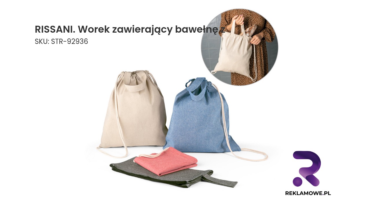 RISSANI. Worek zawierający bawełnę z recyklingu (70%) i poliester (30% rPET) (140 g/m²) Worek z bawełną z Rissani
