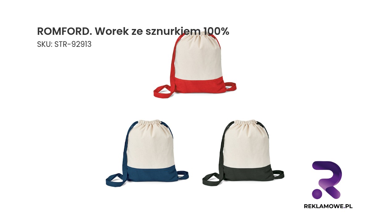 ROMFORD. Worek ze sznurkiem, 100% bawełna (180 g/m²) ROMFORD worek ze sznurkiem wykonany w 100% z bawełny