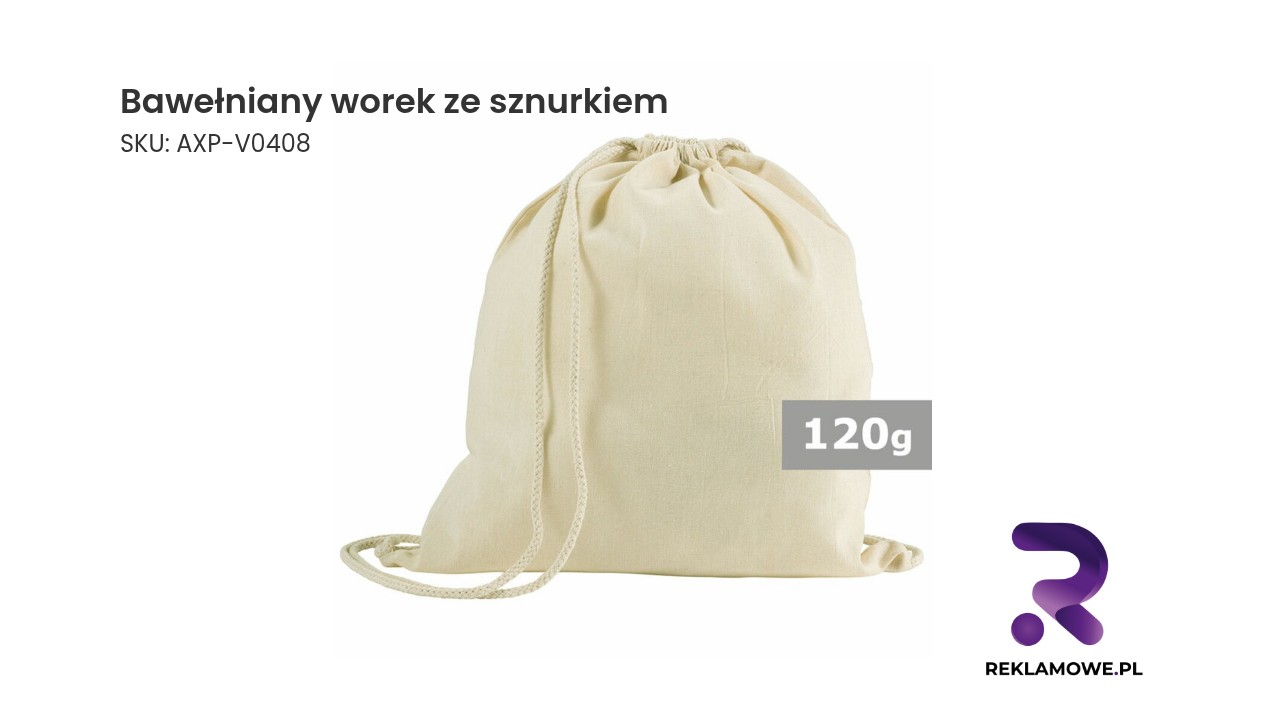 Bawełniany worek ze sznurkiem w kolorze naturalnym