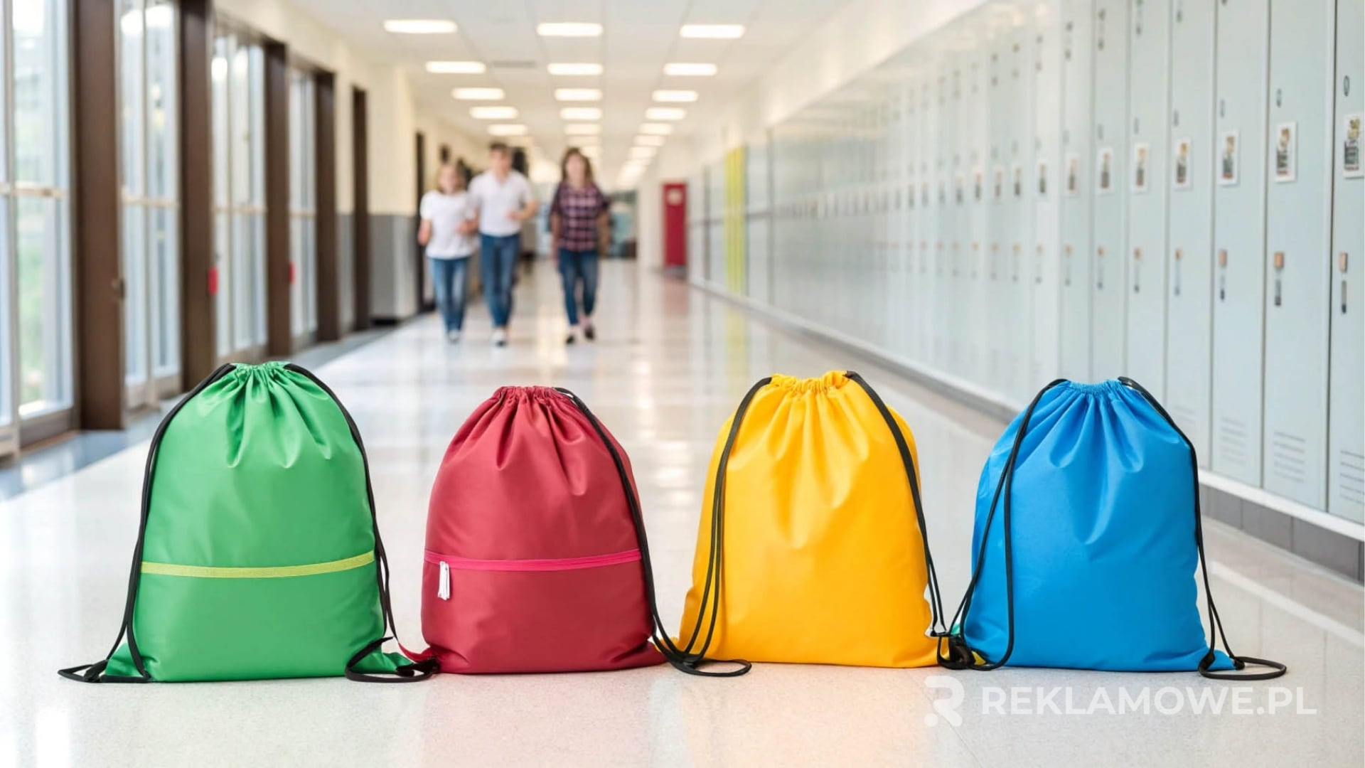 Kolorowy plecak reklamowy na neutralnym tle