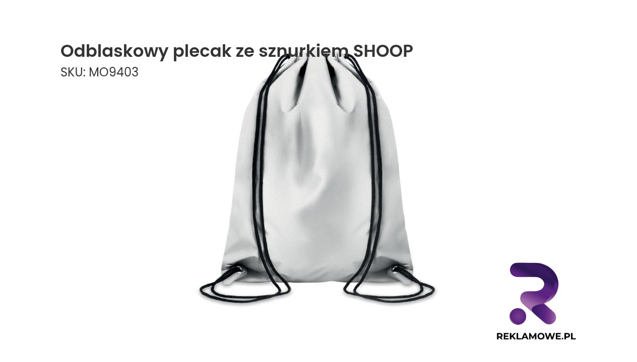 Odblaskowy plecak ze sznurkiem SHOOP idealny na wieczorne spacery