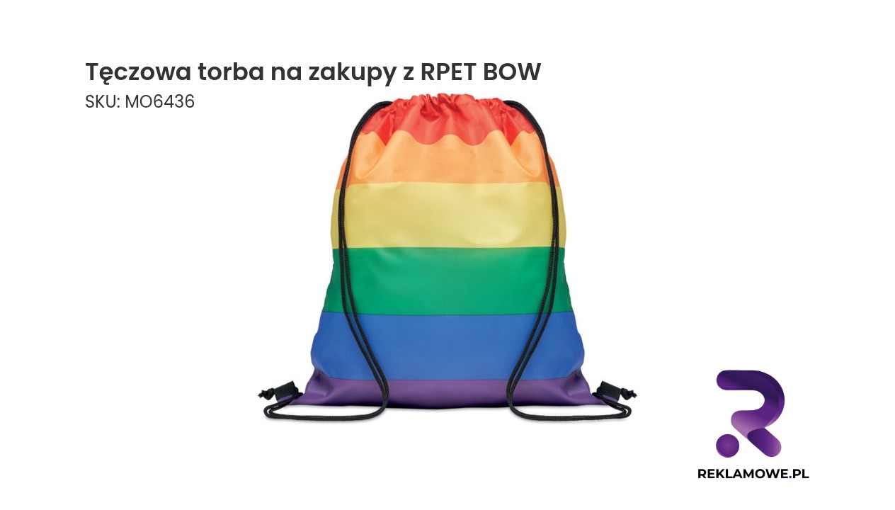 Kolorowa tęczowa torba na zakupy wykonana z recyklingowanego RPET