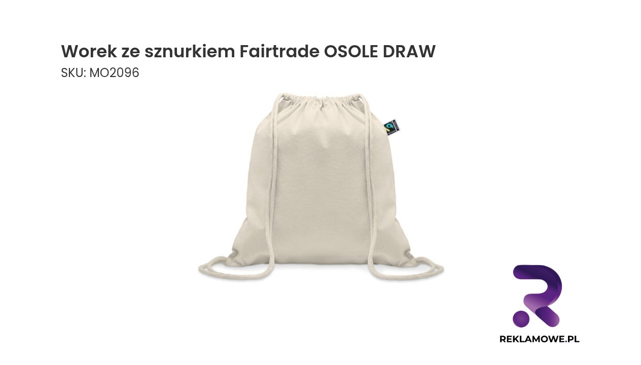 Worek ze sznurkiem marki OSOLE, z certyfikatem Fairtrade